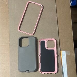 Apple iPhone 15 Pro Max Pink and Gray Dual-Layer Phone Case